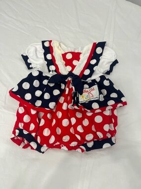 Vintage Polka Dot Nautical Romper